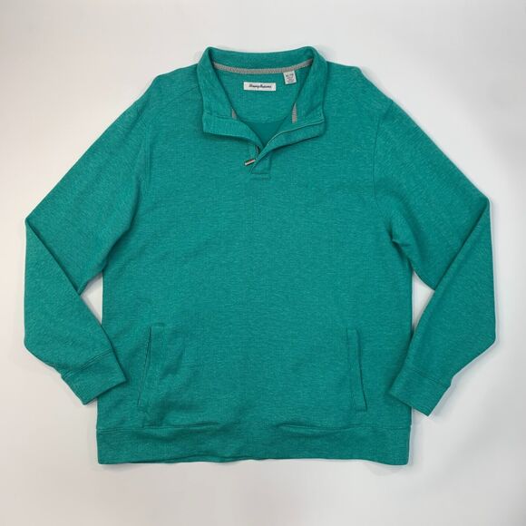 Tommy Bahama Sweater Mens XL Extra Large Cypress Green 1/4 Zip Playa Pina Port - Picture 2 of 12
